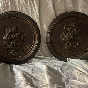 Vintage Bronze Ship Wall Decor Set